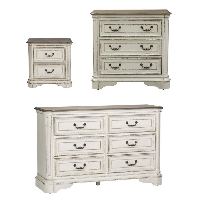 3 Piece Rustic Farmhouse Set With Dresser And Chest With