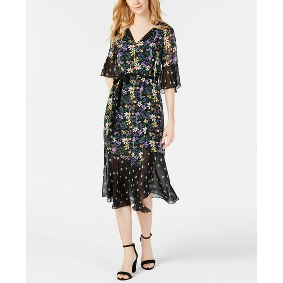 Taylor Twin Print Midi Dress Black 16