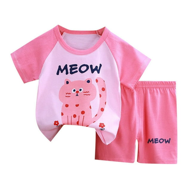 Ensemble de Pyjamas pour Garçon Tout-Petit, Col Rond, Confort Doux, Pyjamas d'Été, Tenues de Nuit, Vêtements pour Enfants 18-24 Mois