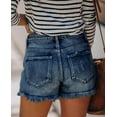 thumbnail image 4 of ONLYSHE Women's Denim Shorts Casual Mid Waist Ripped Jean Shorts Frayed Raw Hem Distressed Stretchy Short Jeans, 4 of 6