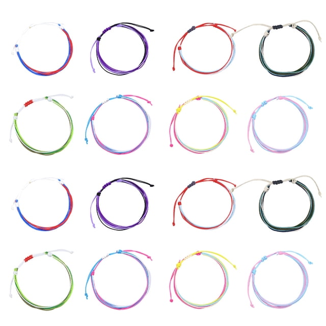 16 pulseras de hilo para niñas adolescentes, pulseras para mujeres, pulseras de amistad, tobilleras para verano