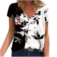 thumbnail image 2 of ICHUANYI Clearance Women V-neck Floral Print T- Fashion Comfortable Female Blouses Tops(White, S) ICHUANYI WER2023081000074, 2 of 5