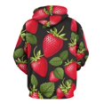 thumbnail image 3 of Strawberry Black Background Pattern 3D Print Hoodie Men Women Autumn Thin Pullover Sweatshirt Vintage Streetwear Tops, 3 of 6