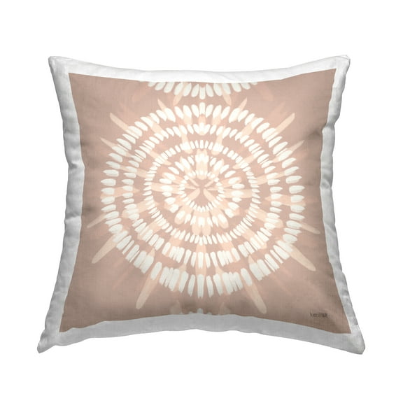 Stupell Industries Beige Geometric Boho Mandala Circles Design by House Fenway Throw Pillow