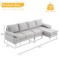 thumbnail image 2 of Ktaxon Sectional Sofa Set, L Shaped Linen Fabric Couch with Chaise Lounge, 4 Seats Sleeper for Living Room Light Gray, 2 of 11