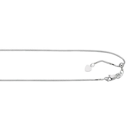 Sterling Silver Rhodium Plated Necklace Adjustable Box Chain - Length: 22 to 30