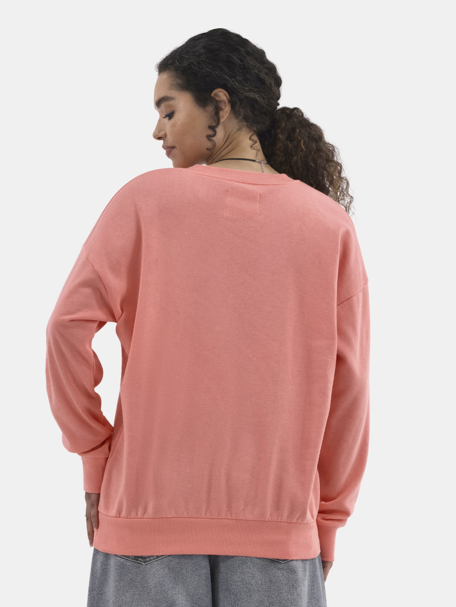 No Boundaries Oversized Graphic Crewneck Sweatshirt, Midweight, Women's and Women's Plus