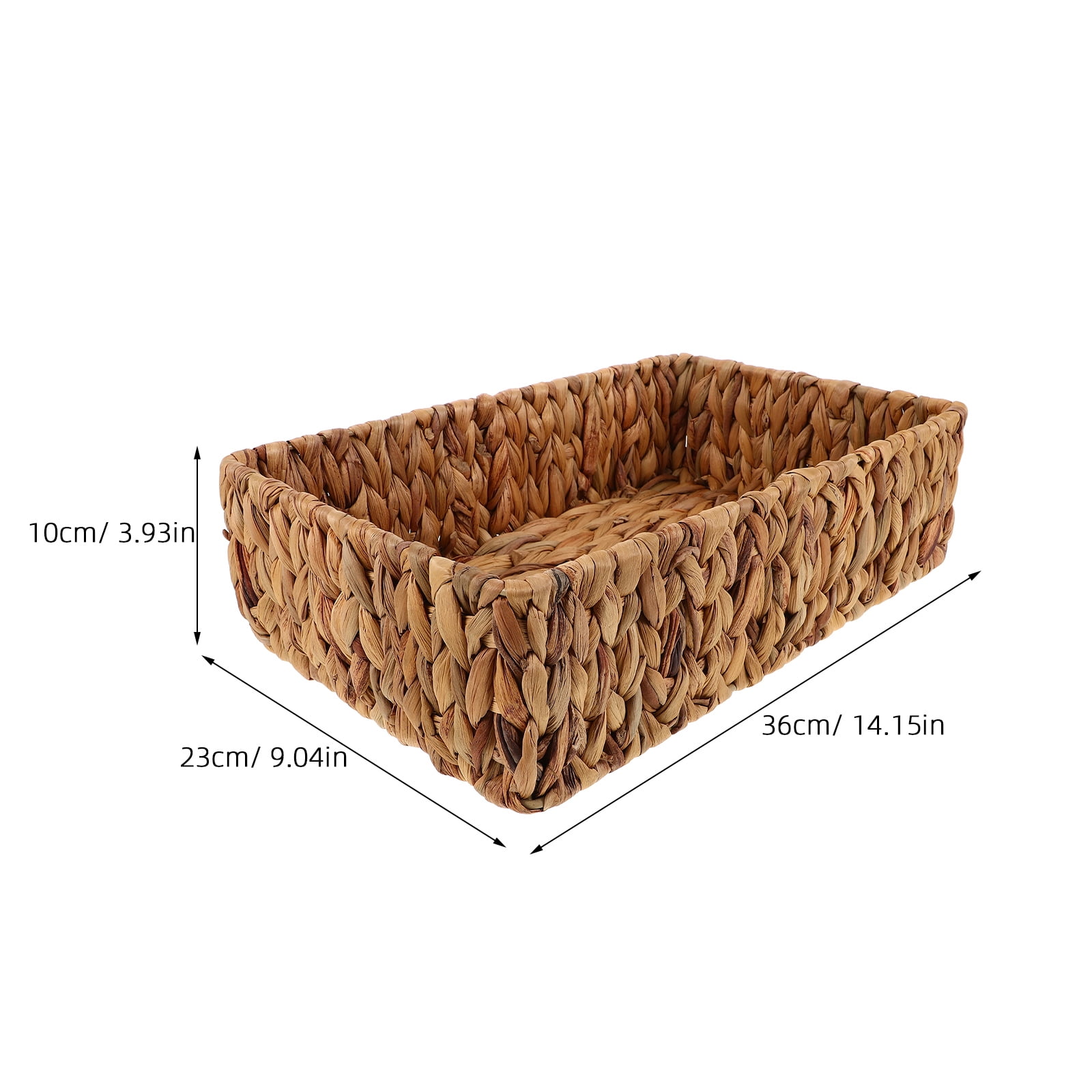 Rectangular Wicker Basket Handwoven Fruit Storage Basket Small Decorative Basket Woven Sundries Organizer Tabletop Storage Container Bins For Home Kitchen Bathroom Bar