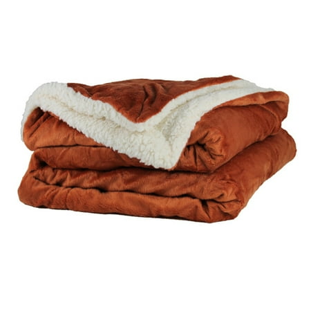- Throw Blanket - Micro Mink and Lambswool Sherpa (Burnt Orange)