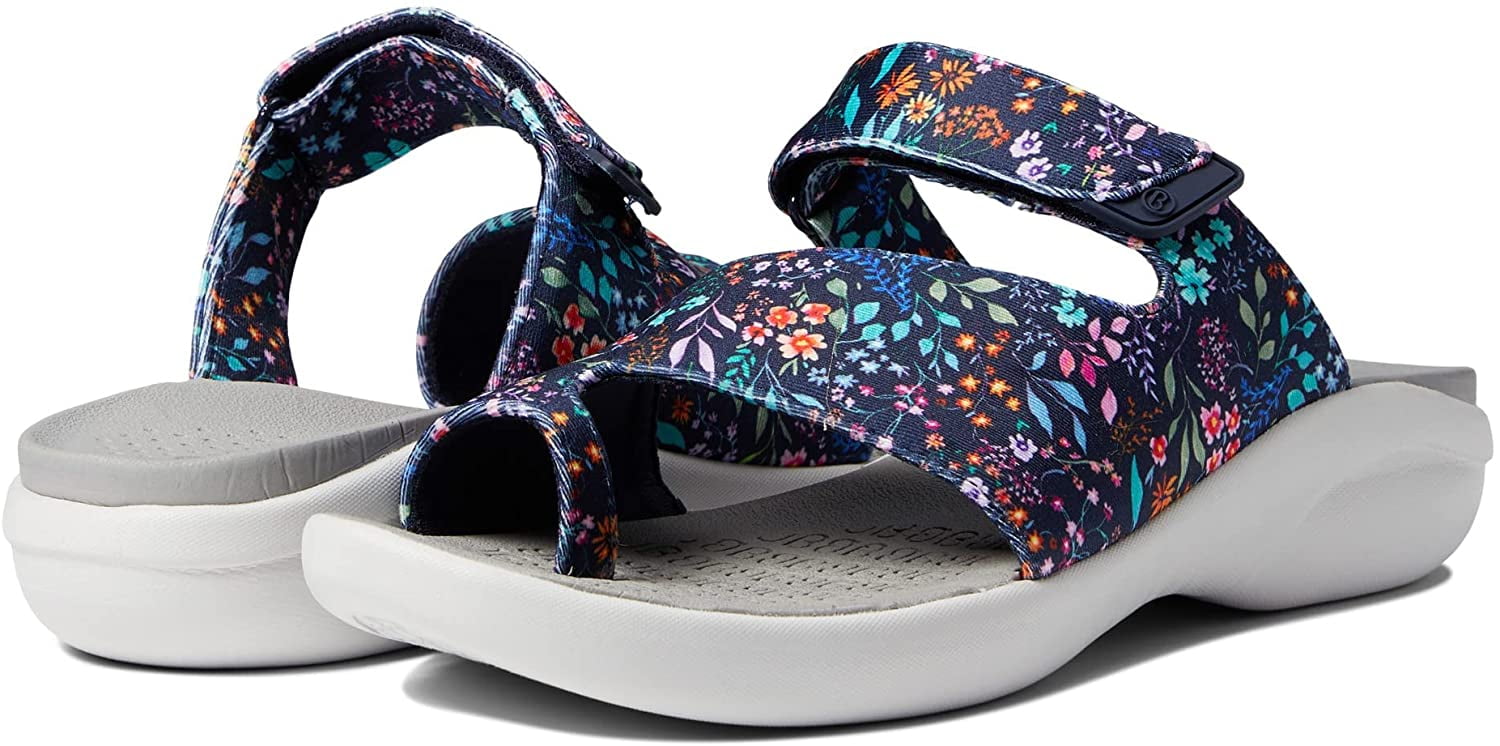 BZees Womens Carry on Slide Sandal 6.5 Navy Floral Print - Walmart.com