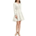 thumbnail image 1 of INSPIRE CHIC Vestido Mini de Manga Abullonada con Cuello en V y Volantes de Puntos Suizos Blanco S, 1 of 6