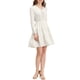 thumbnail image 1 of INSPIRE CHIC Vestido Mini de Manga Abullonada con Cuello en V y Volantes de Puntos Suizos Blanco S, 1 of 6