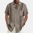 thumbnail image 4 of Mens Bowling Shirts Hawaiian Shirt Big and Tall Retro Button Up Vintage Guayabera Camp Shirt Khaki L, 4 of 5