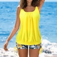 thumbnail image 5 of HCNTES Womens Bathing Suit Two Piece Tankini Swimsuits Tummy Control Flowy Swimwear Plus Size Swimwear Tank Top with Shorts(Yellow,S), 5 of 8