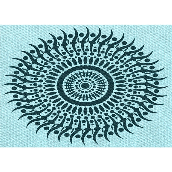 Ahgly Company Indoor Rectangle Patterned Electric Blue Area Rugs, 8' x 10'