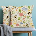 thumbnail image 6 of Bee Pillow Covers 18x18 Set of 2, Summer Outdoor Bee Flower Decorative Throw Pillows Linen Bee Kind Pattern Cushion Pillow Covers for Sofa Couch Outdoor Decor, 6 of 6