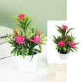 thumbnail image 2 of Pink Small Potted Plants Artificial with 5 Lotus Flowers, 7" Exquisite Small Potted Plants Artificial, Plastic, for Indoor Home Office Bathroom, by Kingtowag, 2 of 2