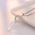 thumbnail image 3 of GKNET Women 925 Sterling Silver Crystal Heart Key Pendant Necklace Fashion Jewelry-Silver, 3 of 5