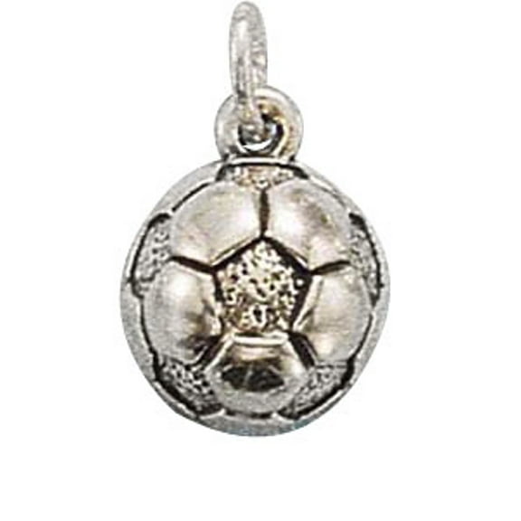 Sterling Silver 16" .8mm Box Chain Hollow Half Soccer Ball Pendant Necklace