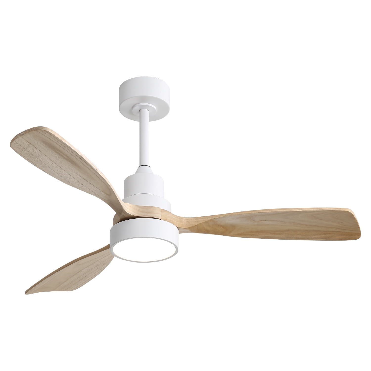 Ceiling Fan 48 Inch, 3 Solid Wood Blades with Remote Control and Reversible DC Motor for Living Room, White