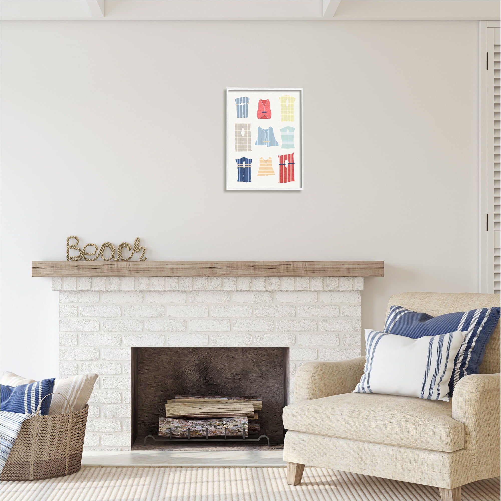 Stupell Industries Modern Life Jackets Beauty & Fashion Painting White Framed Art Print Wall Art, 16 x 20