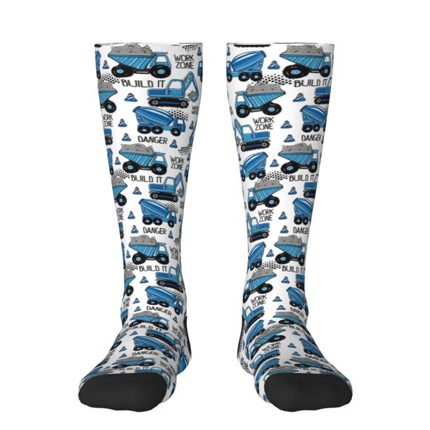 Balery Blue Excavator Calcetines novedosos Calcetines deportivos Calcetines hasta la rodilla Calcetines de algodón Calcetines originales y geniales