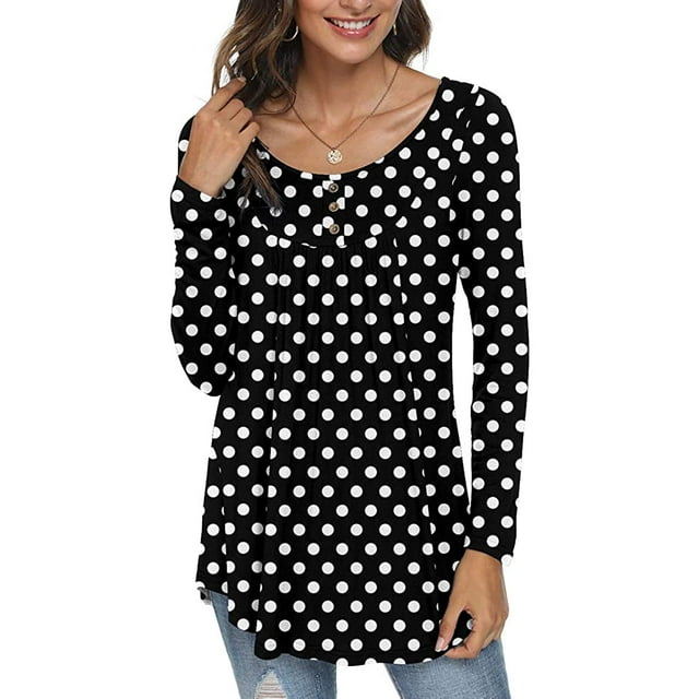 T-shirts à Manches Longues Décontractés pour Femmes Blouses à Manches Longues Plissées