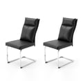 thumbnail image 2 of Faux Leather Dining Chair Set of 2, Modern Kitchen Chairs with Thick Cushion and Ergonomic Backrest, Chrome Metal Legs with Non-Slip Pads, 250 Lbs Capacity for Dining Room Kitchen, Black, 2 of 11