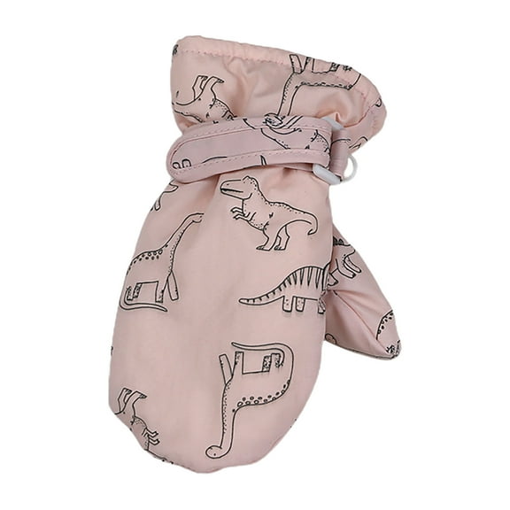 WOYY Toddler Boys Winter Gloves Cartoon Dinosaur Prints Warm Mittens Waterproof Ski Gloves