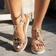thumbnail image 6 of Mostsola Wedge Espadrilles for Women Platform Sandals Open Toe Boho Beaded Slingback Heels, 6 of 8