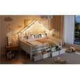thumbnail image 4 of Full Size House Platform Bed with Drawers and Guardrail,Safety Comfortable Bed Frame with LED Lights and Storage Shelves,No Box Spring Needed,White, 4 of 7