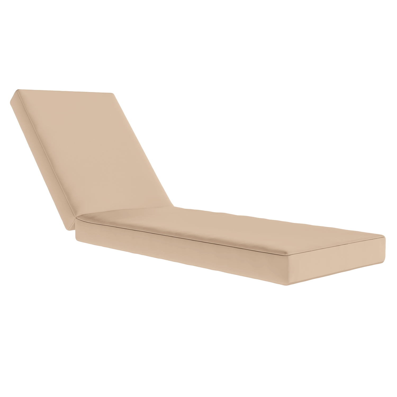 BaPiPro Beige Outdoor Chaise Lounge Cushion, Waterproof Patio Lounge Chair Pad with High-Density Foam, Removable Cover & Secure Ties for Poolside, Garden & Patio