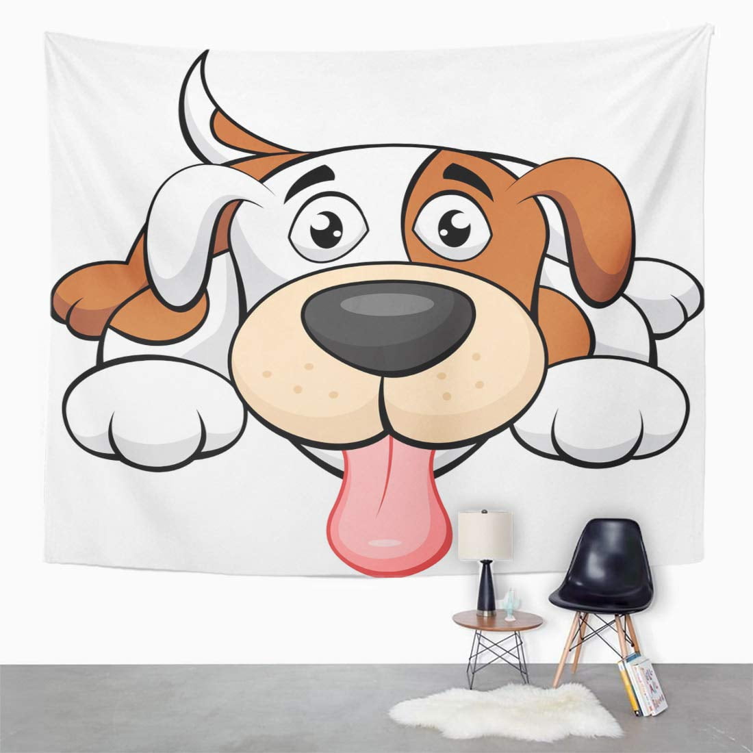 ZEALGNED Brown Tongue Cute Dog Cartoon Play Puppy Mouth Wall Art Hanging Tapestry Home Decor for Living Room Bedroom Dorm 51x60 inch ZEALGNED Brown Tongue Cute Dog Cartoon Play Puppy Mouth Wall Art Hanging Tapestry Home Decor for Living Room Bedroom Dorm 51x60 inch