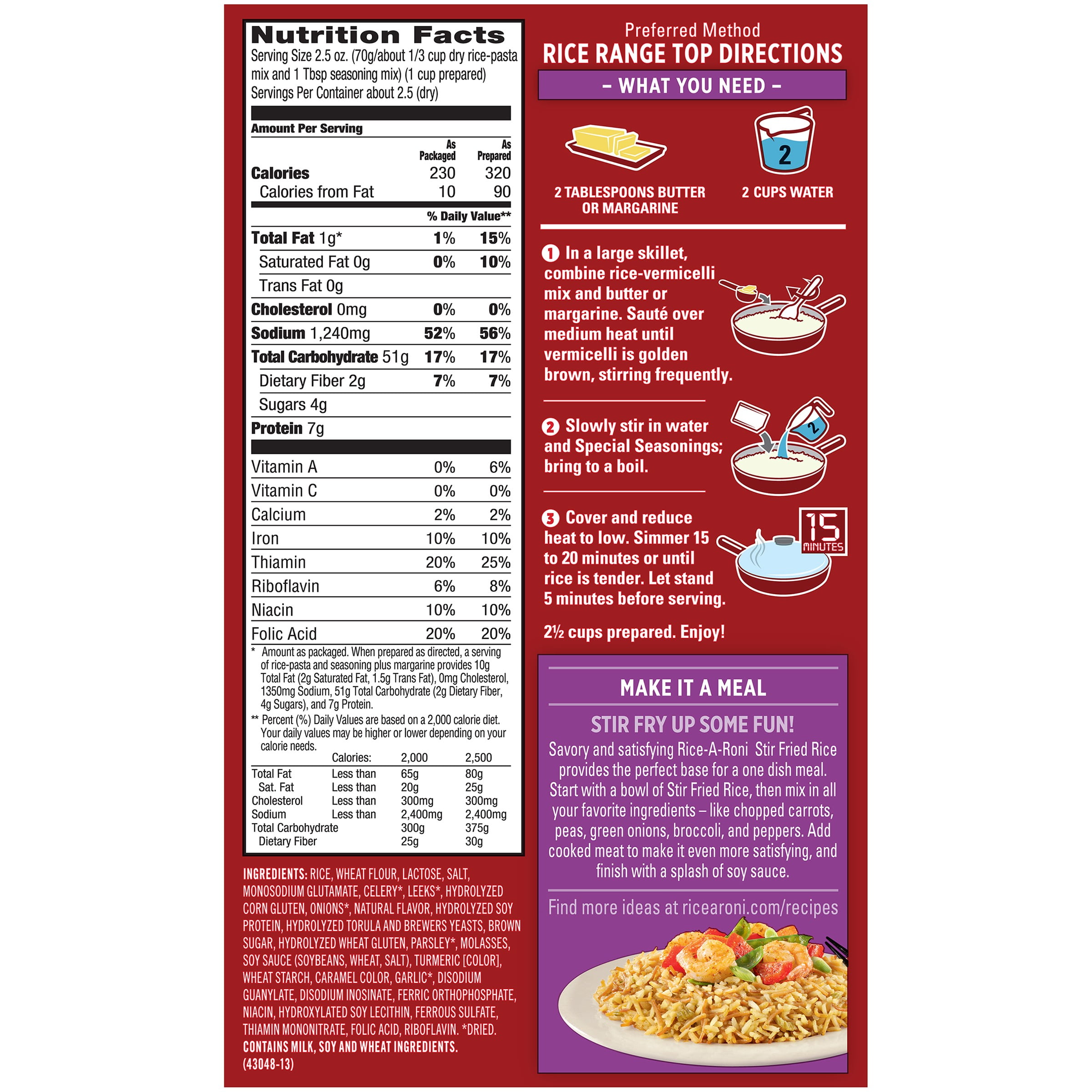 Rice-A-Roni Stir Fried Rice Mix 6.2 oz. Box (Pack of 6)