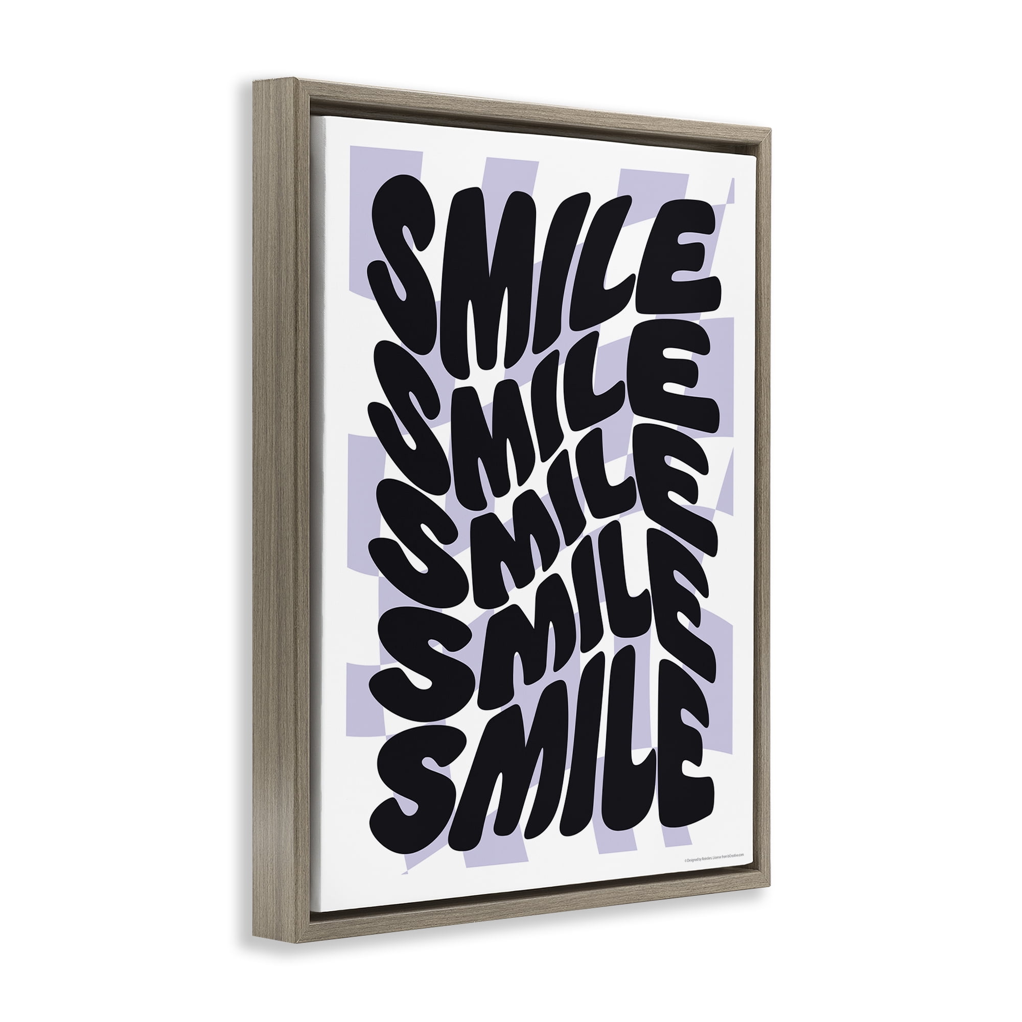 Stupell Industries Wavy Smile Typography Text & Numbers Painting Brown Floater Framed Canvas Art Print Wall Art, 17 x 21