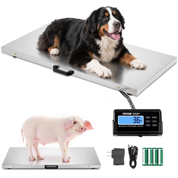 Large Animal Scale 700LBS Stainless Steel Dog Scale 40.6x20.9 Inch Platform Industrial Floor Scale for Pig Goat Livestock Pet Digital Vet Scale