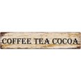 thumbnail image 1 of Letrero de hojalata retro de metal con texto en inglés "Café, té, cacao", para decoración de pared del hogar, 4 x 16 pulgadas, 1 of 4