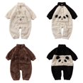 thumbnail image 2 of Baywell Infant Newborn Baby Fleece Onesie Pajama Cute Plush One-Piece Pajama Jumpsuits for Baby Boys and Girls Pjs 0-3 mWhite Black, 2 of 7