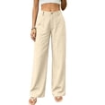 thumbnail image 3 of Women's Wide Leg Pants Solid Color High Waist Palazzo Trousers with Pockets Loose Fit Wrinkle Free Pants, 3 of 7