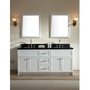 ARIEL HAMLET 73 IN. DOUBLE SINK VANITY SET WITH ABSOLUTE BLACK GRANITE COUNTERTOP IN WHITE