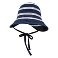 thumbnail image 2 of Straw Hat with Bow Only Moment Beach Sun Straw Hats for Women Blended Fabric Summer Beach Wide Brim Uv Protection Hats with Chin Strap Floppy Foldable Navy,One Size, 2 of 5