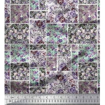 Soimoi Moss Georgette Fabric Floral Patchwork Print Fabric by The Yard 42 Inch Wide