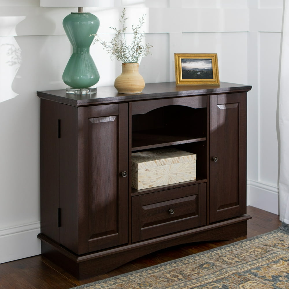 Walker Edison Traditional Tall 42 in. Espresso TV Stand 48 in. with