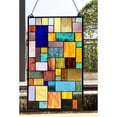 Tiffany Style Glass Window Panel with Geometric Design, Multicolor
