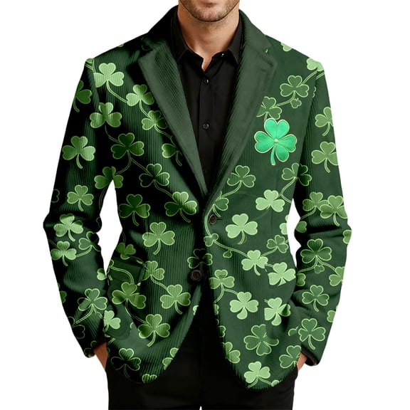 St. Patrick'S Day Saint Patrick'S Day Print Corduroy For Men Casual Holiday Celebration Suit Jacket