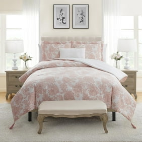My Texas House Victoria Blush Floral 4 Pieces Comforter Set, Full/Queen