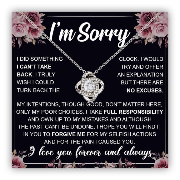 I'M Sorry Necklace For Her, Im Sorry Neckace, Apology Necklace For Her Women, Forgive Me Her, I'M Sorry For Hurting You Neckace, Apologize Wife Girlfriend Soulmate #771, White Love Knot Necklace