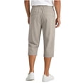 thumbnail image 6 of DODADAWANJ Mens Capri Pants Baggy Straight Leg 3/4 Capris Cotton Linen Solid Color Elastic Waist Below Knee Shorts Summer Casual Outfits Beige S, 6 of 8