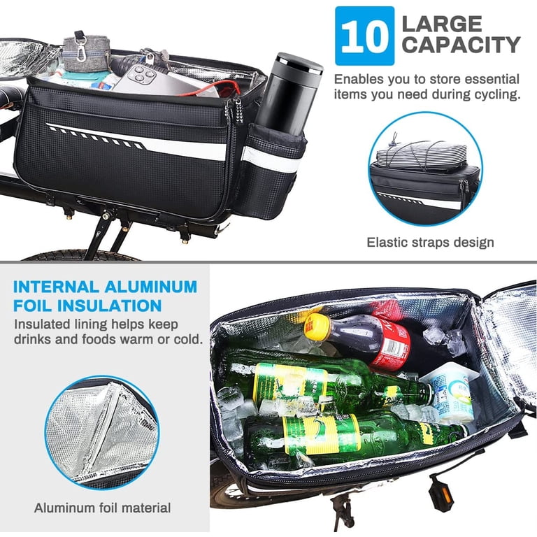 Upanbike Insulated Bike Pannier Bag, 10L Waterproof Rear Carrier photo 3