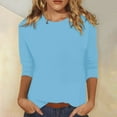 thumbnail image 2 of XDZJLR Women T Shirts 3/4 Length Sleeve Casual Loose Fit Crewneck Cute Solid Three Quarter Length Tunic Tees, 2 of 4